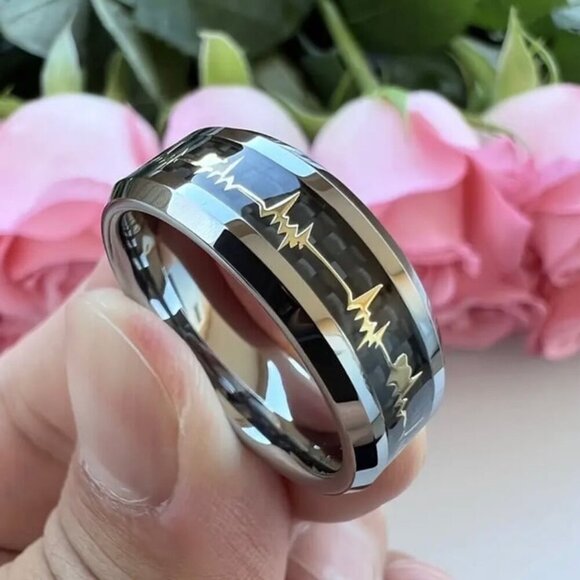 Heartbeat Tungsten Ring Size 10 - Picture 1 of 5